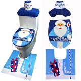 3 Piezas / Conjunto Christmas Navidad Santa Cubierta de Asiento de Inodoro Alfombra de Baño Antideslizante Decoración Navideña Para Hogar