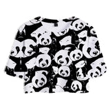 Women Top y Pantalones Cortos con Impreso de Animal Panda Ropa Casual de Verano 2 Piezas para Femenino