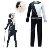 Película Cruella Mono con Peluca Niños Cosplay Disfraz Halloween conjunto Carnaval Traje