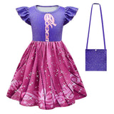 Anime La Princesa Rapunzel Niños Verano Cosplay Navidad Disfraz Traje Vestido