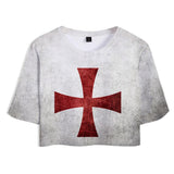 Knights Templar Caballeros Templarios Cosplay Top y Pantalones Ropa Casual de Verano 2 Piezas para Femenino