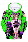 Anime JoJo's Bizarre Adventure Jolyne Cujoh Sudadera Cosplay Navidad Fiesta 3D Impreso Casual